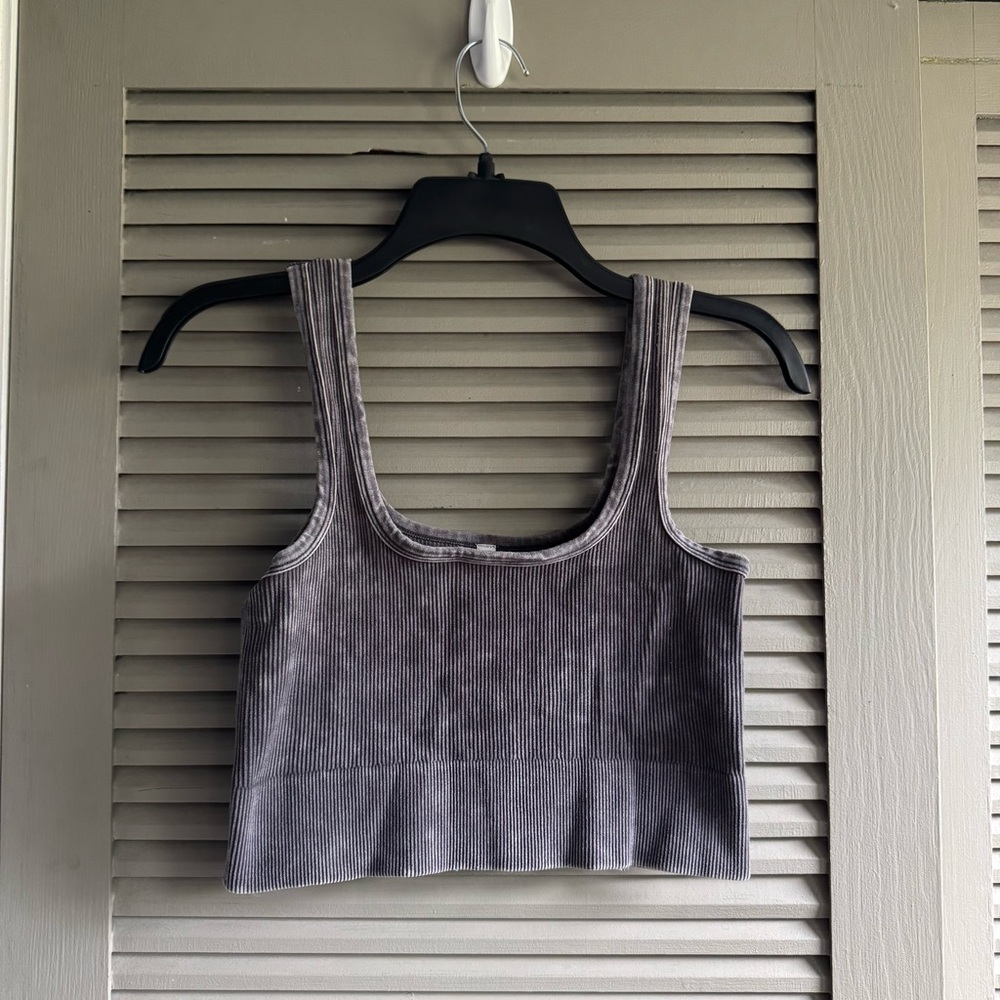 Zenana Outfitters Charcoal Ribbed Tank Top